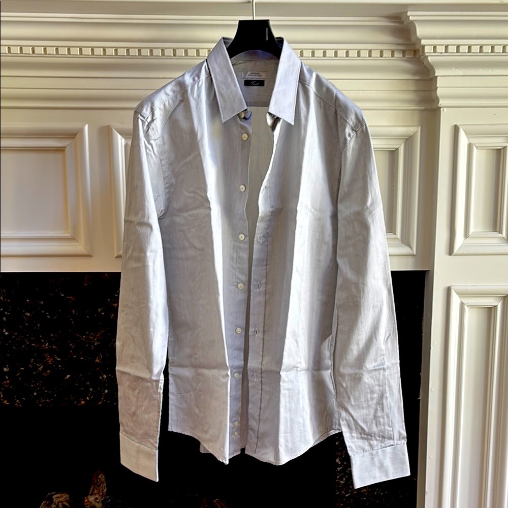 Versace Collection Trend Striped long sleeve logo cuff dress shirt sz.17